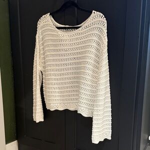 American Eagle Outfitters White Crochet Sweater